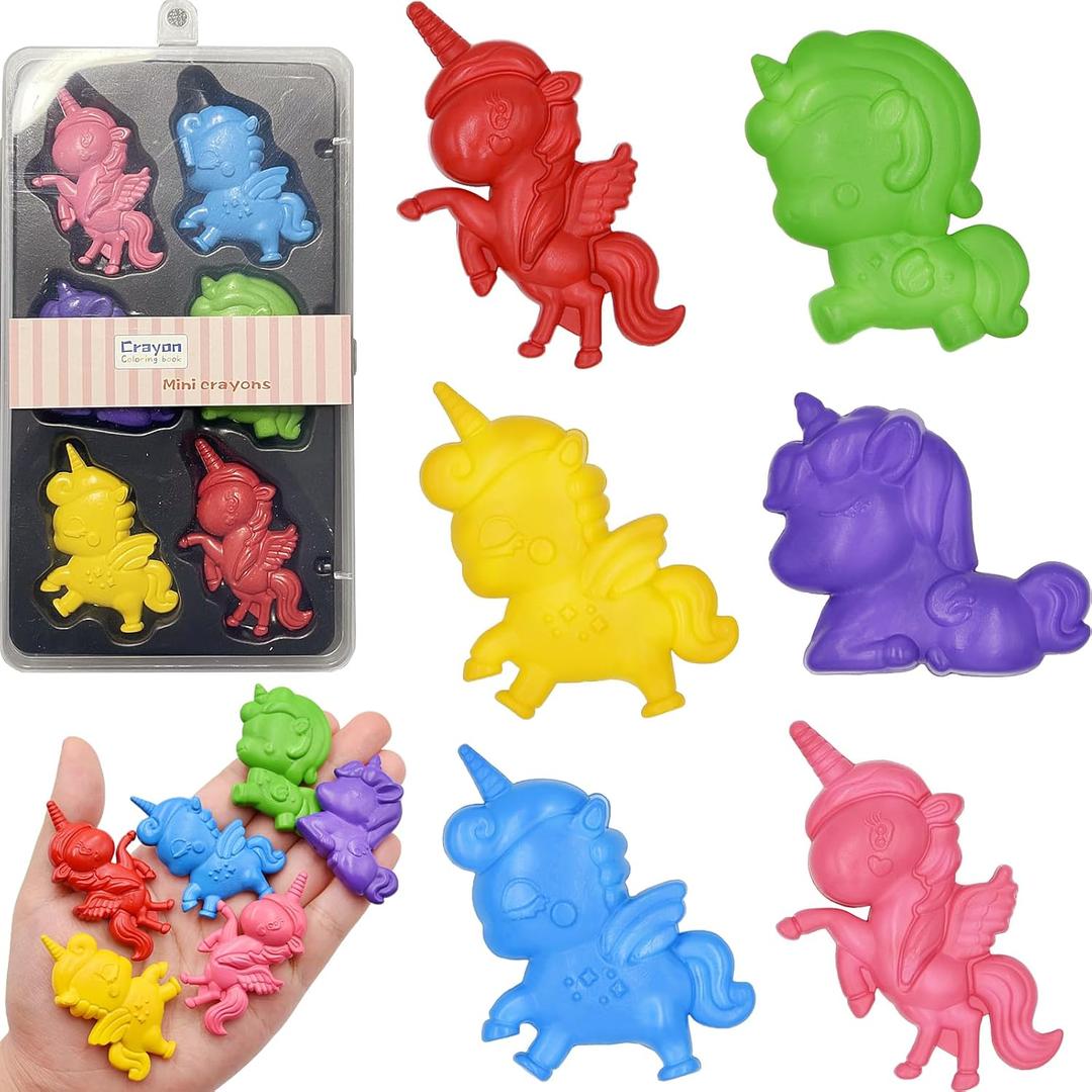 6 Pack Unicorn Mini Crayons Toys, 6 Colors Unicorn Crayons for Boys Girls Boys Christmas Stocking Stuffers Birthday Valentines Day Card Gifts Party Favors
