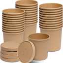 GUSTO 16 oz. Kraft Paper Food Containers with Vented Lids - [25 Count] To Go Hot Soup Bowls, Disposable Ice Cream Cups, Ideal for Hot and Cold Foods - (Formerly Comfy Package)