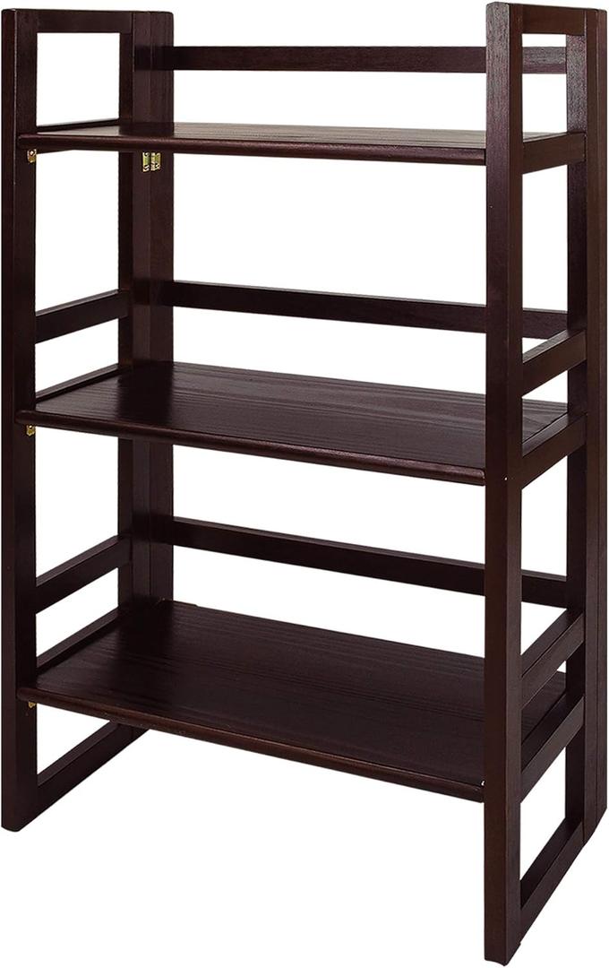 Casual Home 3-Shelf Folding Student Bookcase (20.75" Wide)-Espresso