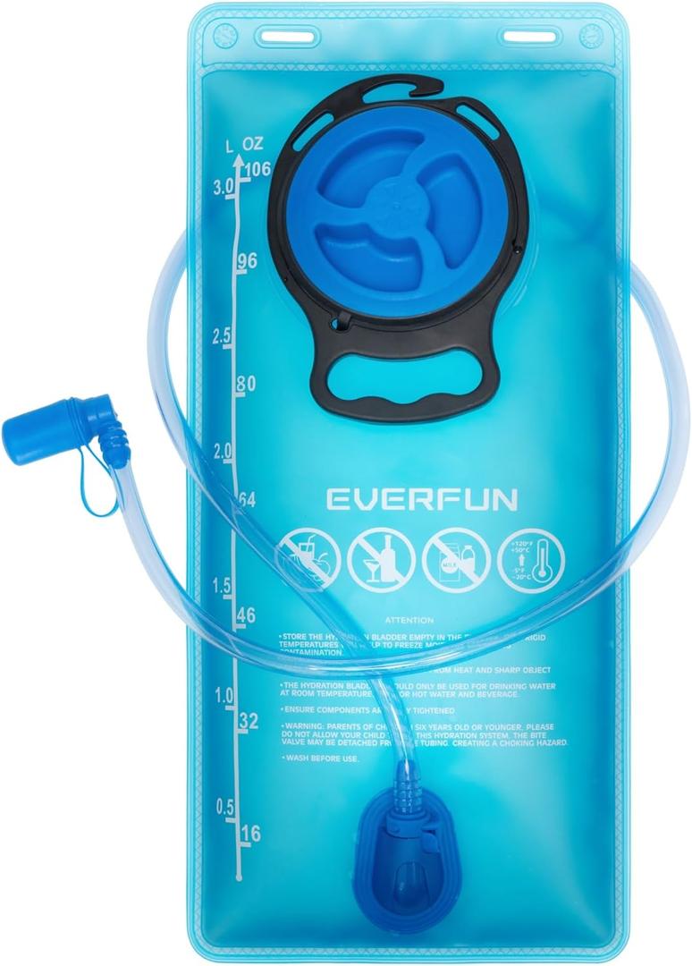 EVERFUN Hydration Bladder 2L/3L Water Reservoir for Hiking Backpack, Leak Proof Water Bladder with Detachable Hose & High Flow Ergonomic Bite Valve, Water Pouch for Cycling, Running