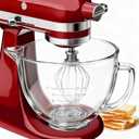 Double-layer Thickened Glass Mixer Bowl For Kitchenaid Tilt-Head Stand Mixers 4.5-5 Quart, 5Qt Mixing Bowl Replacement For Kitchenaid with Measurement Markings & Handle