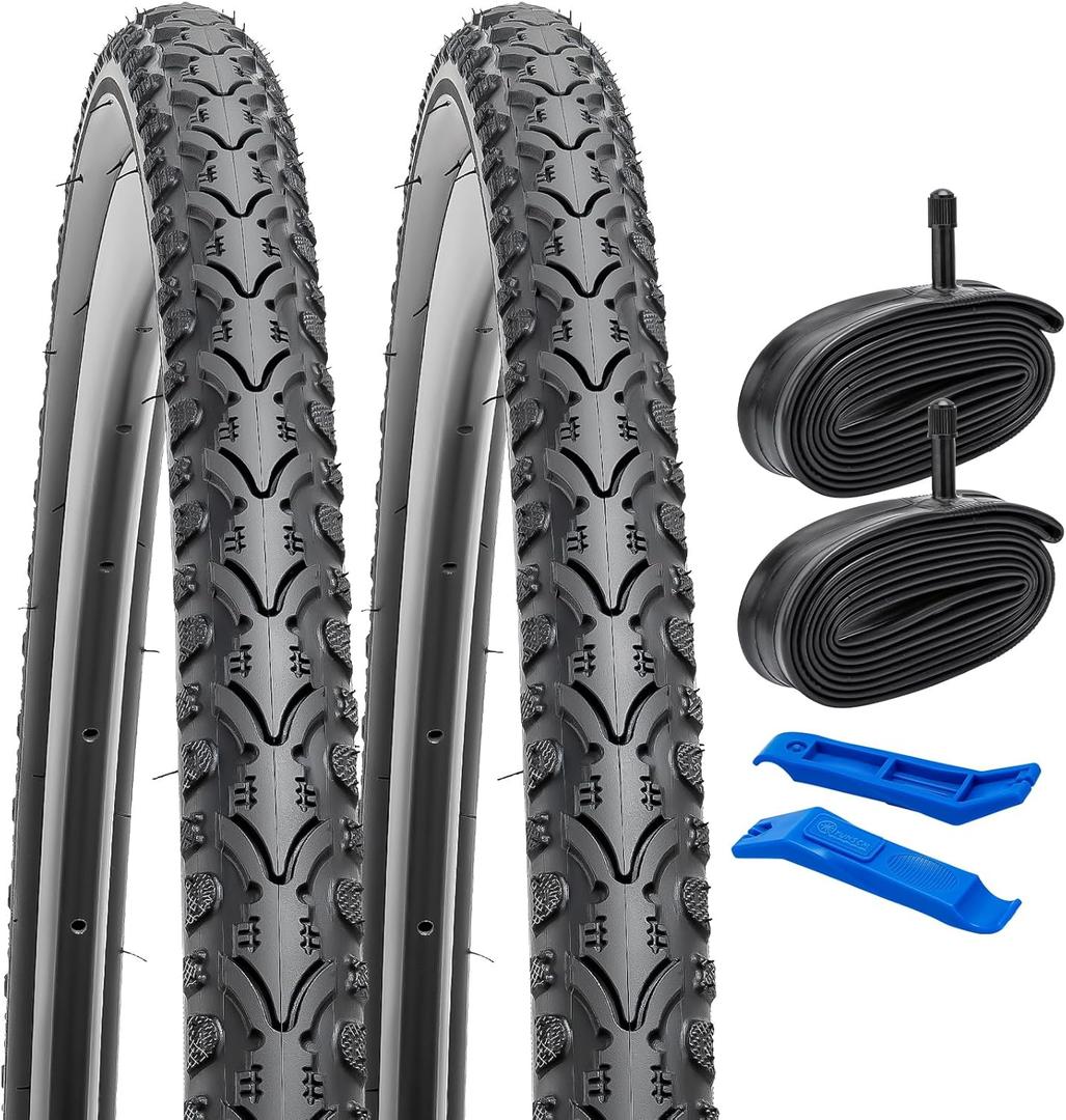 YUNSCM 2-PCS 26" Bike Tires 26x1.75/47-559 and 26" Heavy Duty Bike Tubes Compatible with Road Bike 26 x 1.75 26X1.75 Gravel Bike Bicycle Tires and Tubes (Y-709)