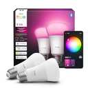 Philips Hue Smart LED A19 Bulb 2-Pack, White Color Ambiance, E26 Base, 7.2W, Full Spectrum Light 1000K-20000K, 810 Lumens, Dimmable, Works with Alexa, Google,& Apple Home