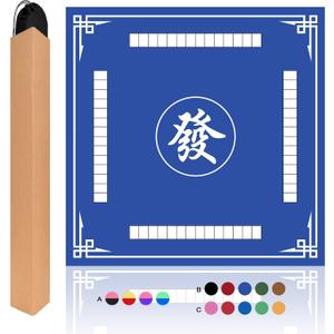 Mahjong Mat, 31.5 in x 31.5 in Mahjong Table Mat for Tile Game, Anti Slip and Noise Reduction Table Cover for Poker Card Board and Dominoes(Blue)