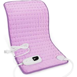 Deepsoon Heating Pad, Electric Heating Pads for Back, Neck, Moist Heating Pad for Abdomen Shoulder Knee Legs, Dry/ Moist Heat&Auto Shut Off, Mother's Day Birthday for Men and Women, Light Purple, 24x12 Inch