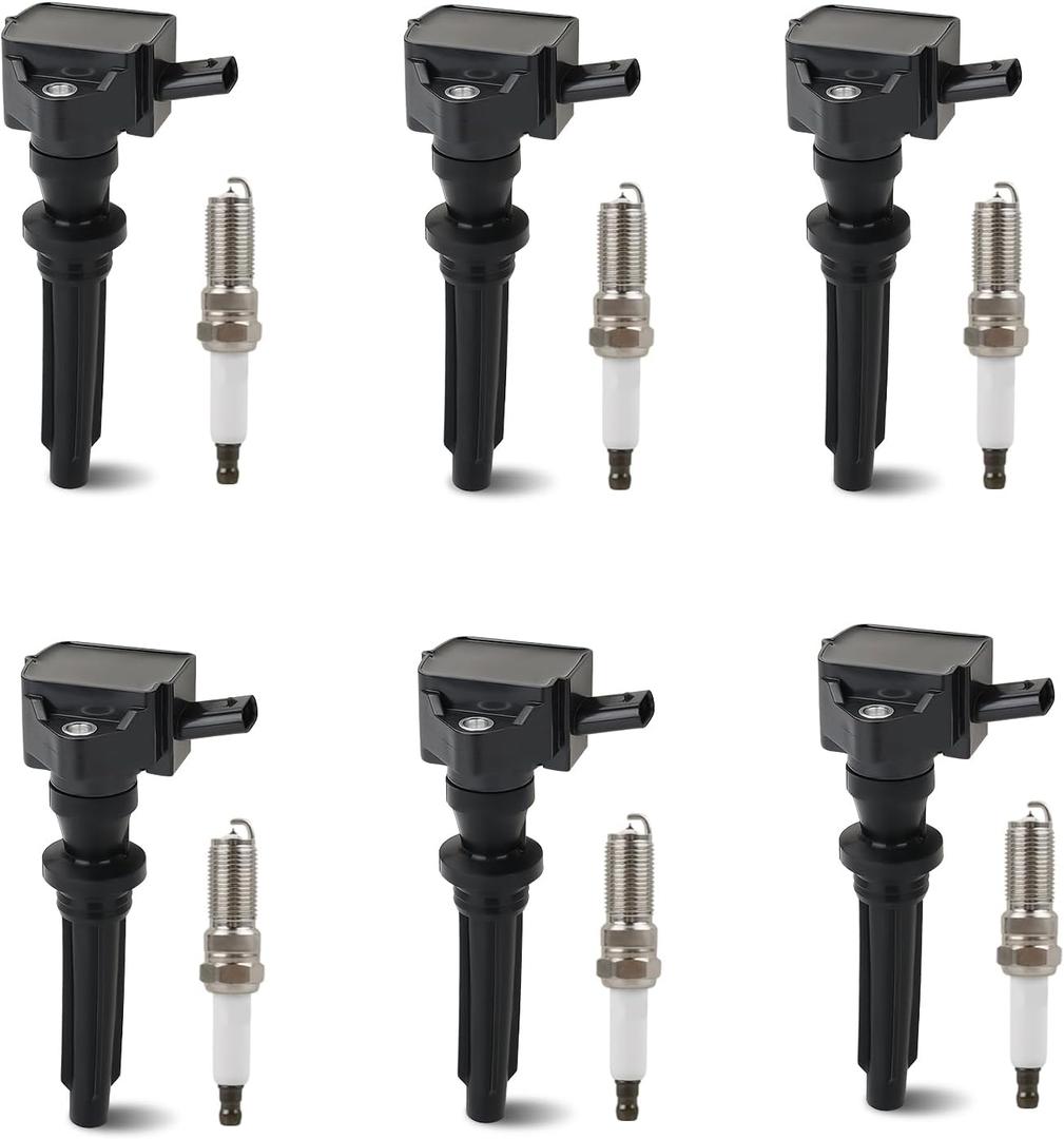 JDMON UF730 6PCS Ignition Coils Pack and Spark Plug Compatible with Land Rover Discovery 2017-2020, LR4 2014-2016 Range Rover Sport 2014-2019, Range Rover Velar 2018-2020 Replacement for LR035548
