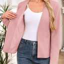 AGSEEM Full Lining Sweater Blazers for Women Open Front Long Sleeve Work Office Suit Jackets Blazer with Pockets (Beige, L)