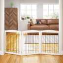 PAWLAND 72 Extra Wide Dog gate for The House, Doorway, Stairs, Freestanding Foldable Wire Pet Gate, Pet Puppy Safety Fence, 30" Height (White, 3 Panels)
