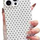 Jmltech for iPhone 15 Pro Max Case Cute Aesthetic Polka Dot Phone Cases Women Trendy Chic Soft Silicone Shockproof Protective Slim Cover for iPhone 15 Pro Max White Black