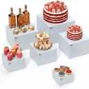 6 Pcs White Acrylic Buffet Risers, Food Risers Display Stands for Buffet Table Party Catering Dessert Jewelry Collectibles,Acrylic Cube Nesting Boxes with Hollow Bottoms 6 Sizes (10" 9" 8" 7" 6" 5")
