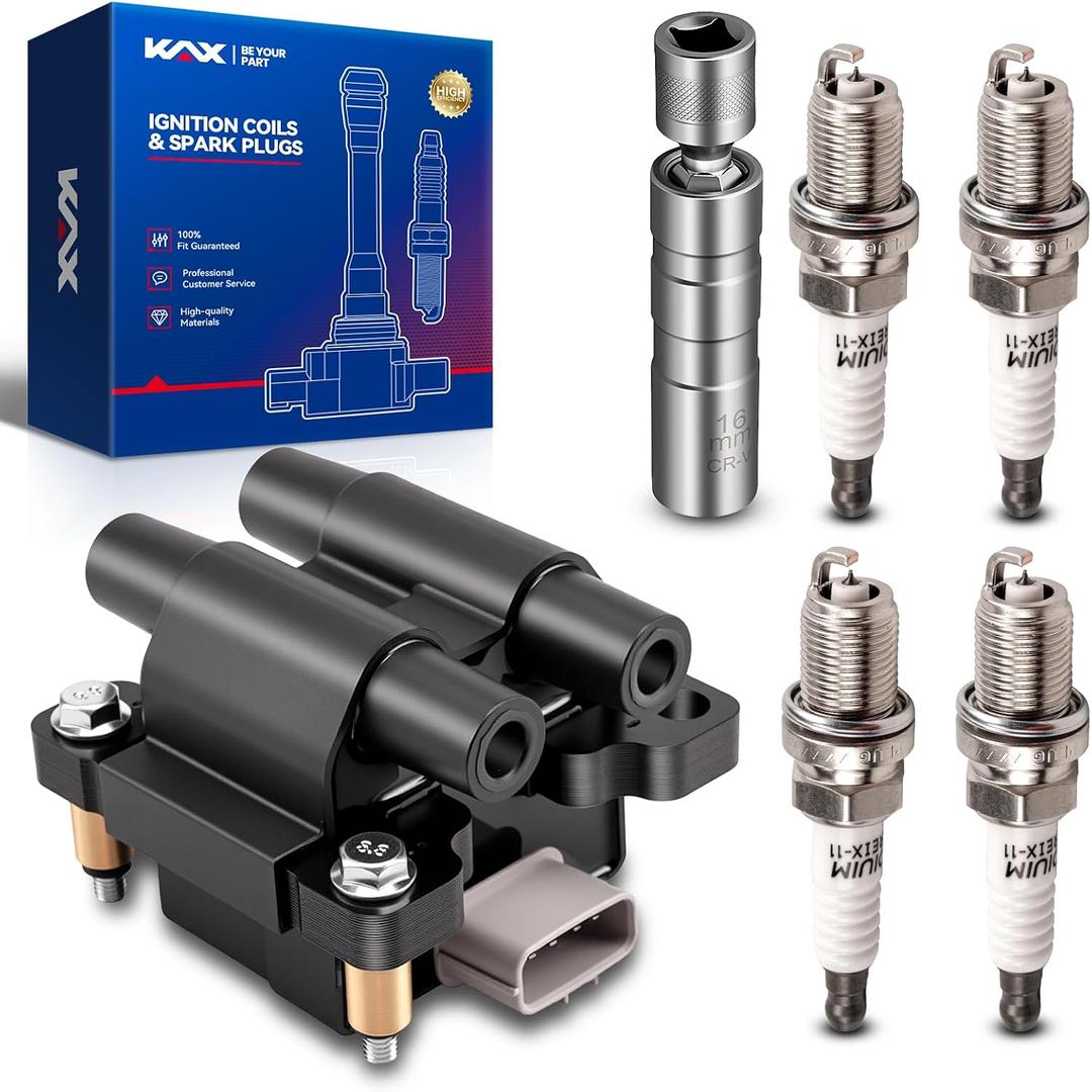 KAX Ignition Coil & 4Pcs Iridium Spark Plugs w/Magnetic Socket for Subaru Forester 2009-2010 2.5L, Impreza 2011 2.5L Replace#UF625 7090