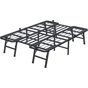 18 Inch Full Metal Bed Frame Folding Bed Frame Tool-Free Assembly Mattress Foundation No Box Spring Needed Platform 2500lbs Heavy Duty Steel Slats, Noise-Free, Easy Assembly, Black