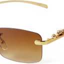JUDOO Retro Rimless Rectangle Sunglasses for Men Women Trendy Frameless Tinted Lens Eyewear (Gradient Brown)