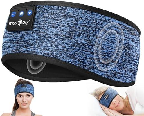 MUSICOZY Bluetooth 5.4 Headband Headphones for Sports and Sleep, Wireless Sleeping Eye Mask Earbuds Earphones for Side Sleepers Workout Running Cool Tech Gadget Unique Gift
