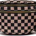 Eslcorri Crossbody Bags for Women - Fashion Sling Purse Shoulder Bag Fanny Pack Leather Causal Chest Bum Bag Cross Body Purse (#128 Checkered Black Coffee)