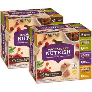 Nutrish Rachael Ray Wet Dog Food Variety Pack Hearty Recipes, 6-8 oz. Tubs, 2 Count, BB Date: 01/23/27