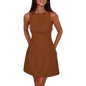 PRETTYGARDEN Womens Formal Short Dresses 2026 Summer Sleeveless Boat Neck A Line Elegant Mini Cocktail Party Dress, Medium