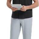 VEBOON Men's Short Sleeve Button Down Shirts Cotton Lightweight Stretch Moisture Wicking Dress Shirt with Pocket (Black, L)