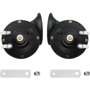 Super Loud Train Horns 12-volt electric snail waterproof high-pitch dual horns, suitable for car, truck,loud motorcycle horn bicycle and boat accessory (black)