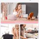 BAGSMART Makeup Bag Travel Cosmetic Bag, Puffy Padded Make Up Bags for Women Makeup Organizer Case, Wide-open Pouch Purse Travel Essentials Toiletries Accessories Brushes (Pink)