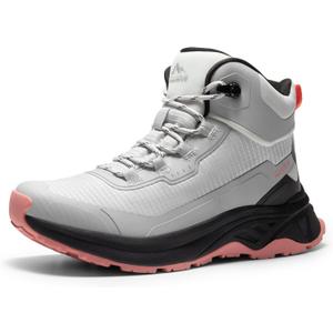 NORTIV 8 Women's Lightweight Hiking Boots Waterproof Trekking for Outdoor, Size 8, Grey Pink, SNHB241W