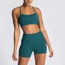 IMEKIS Women's Workout Sets 2 Piece Yoga Outfit High Waisted Biker Shorts Leggings Sports Bra Gym Fitness Clothes Tracksuit, Medium
