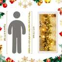 6FT Christmas Winter Mistletoe Olive Garland with White Berries, Christmas Greenery Garlands with 20 LED Lights, Pre-lit Garland for Mantel Fireplace Stair Table Winter Holiday Decorations