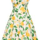 Belle Poque Vintage Floral Dress for Women 2026 Summer A-line Sleeveless Flowy Midi Elegant Wedding Guest Cocktail Dress (White, XL)