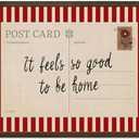 Vintage It Feels so Good to be Home Wall Art Mid Century Positive Quote Postcard Decor Picture, Trendy It's so Good to be Home Striped Poster Canvas Print 16x24 inch Walnut Wood Framed