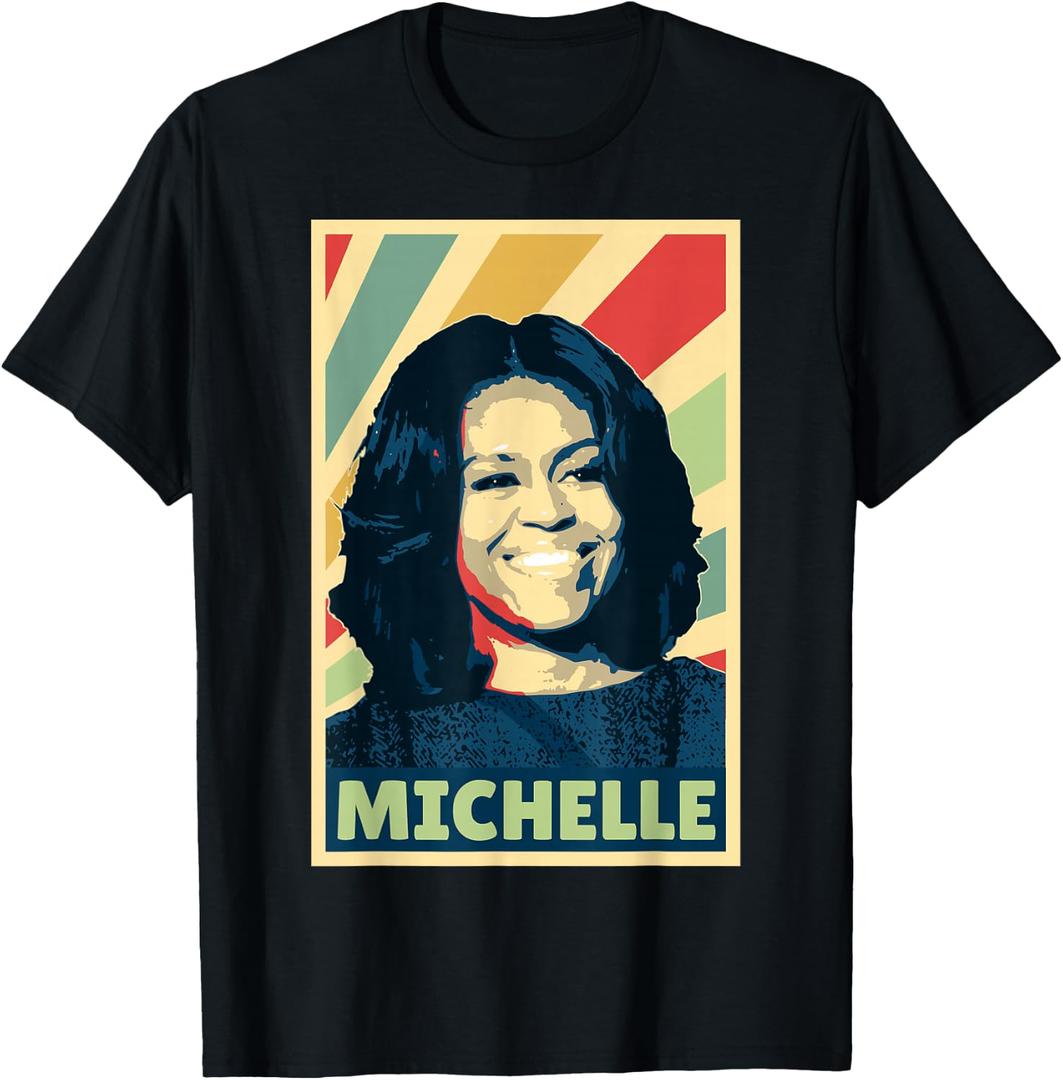 History And Politics Store Michelle Obama Vintage Colors Retro T-Shirt XL