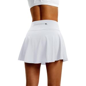 Women's High Waist Pleated Tennis Skirt with 4 Pockets Lightweight Athletic Golf Skorts Skirts for Running Workout (White, S)