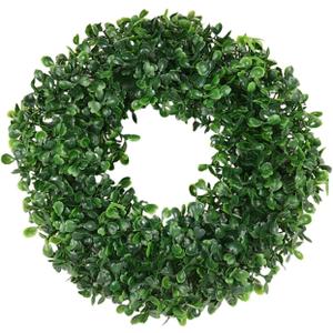 Green Leaves Wreath Artificial Plant Garland Simulation Hanging Ornament Mini Floral Hoop Front Door Hanging Wreath for Farmhouse Wedding Wall Window Home Decor - Size, S