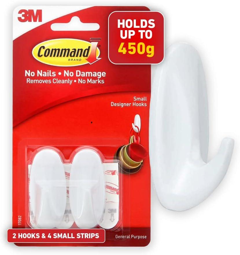 Command Hooks, Small, Decorate Damage-Free, Indoor Use (17082ES), Pack of 2