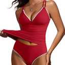 ANRABESS Womens Tankini Set,Tummy Control Two Piece Swimsuit,Perfect for Beach Vacation,Versatile Summer Bathing Suit 2026 (Red, M)