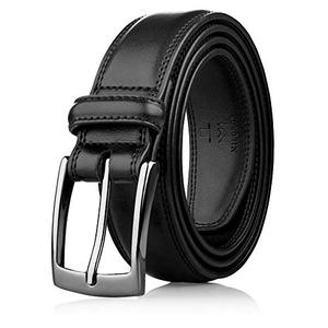 MILORDE Man Belt, Fashion & Classic Designs for Work Business and Casual (Size 48 (Waist 46), Whole Black)