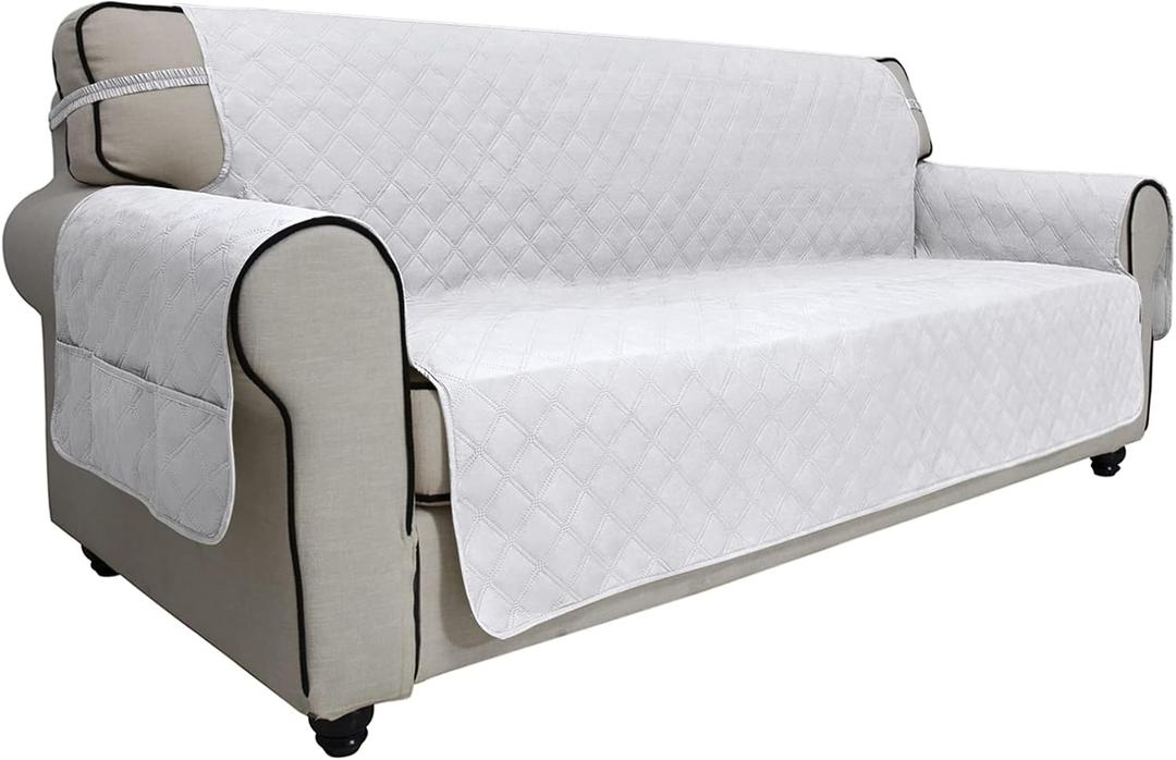 Easy-Going Sofa Slipcover Waterproof Oversized Couch Cover Non-Slip Sofa Cover for 3 Cushion Couch Washable Furniture Protector for Pets Kids Children Dog (Oversized Sofa, White) (X-Large Sofa)