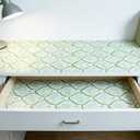 Shelf and Drawer Liner, 12in x 10FT Double Layer PVC Non-Adhesive Non-Slip Waterproof, Green Leaf for Kitchen Cabinets, Pantry, Bathroom, Dresser with Knife and Tape Measure