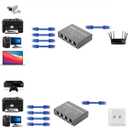 Gigabit Ethernet Splitter 1 to 4, Aluminium LAN Splitter 1000Mbps RJ45 Ethernet Switch Network Splitter with USB C Power Cable for Cat5/5e/6/7/8 (Gigabit Ethernet Splitter 1 to 4)