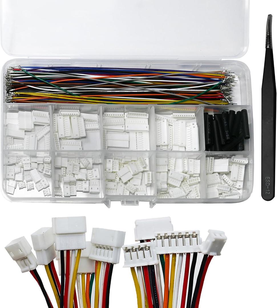JST ZH1.5MM Connector Kit, 2 3 4 5 6 7 8 9 10 Pin Female and Male Housing Connector with Double Connector End 28AWG Premium Pre-Crimped Cables
