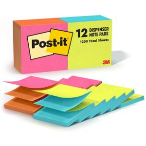 Post-it Pop-up Notes 3x3 in, 12 Pads, America'ss #1 Favorite Sticky Notes, Alternating Colors, Poptimistic Collection. Clean Removal, Recyclable (R330-N-ALT)