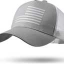 American Flag Trucker Hat Light Grey (Gray)