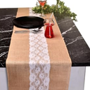 Burlap Lace Table Runner (Pack of 1) – 12”x 30” - No-Fray Finished Edge Natural Table Runner – No Odor, Eco-Friendly Burlap Runner - Perfect for Christmas, Wedding, Thanksgiving
