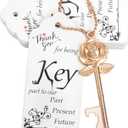 Aokbean 100 Sets Rose Flower Shaped Keys Wedding Favors Gift for Guest Bulk Skeleton Key Bottle Opener with Card and Chain for Rustic Party Bridal Showers Decorations (Rose Gold)