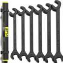 KJE 6PCS SAE 1 3/8" to 2" Black-Oxide Jumbo Angle Wrench Set, Large Big Wrench Set, 15° & 60° Angled Heads, High Carbon Steel & Storage Bag for Heavy-Duty Mechanics & Automotive, & Truck