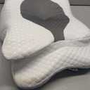 Memory Foam Pillow, Cervical Pillow for Neck and Shoulder Pain Relief, Ergonomic Contour Bed Pillow, Soft for Side Sleep Stomach Sleeping and Back Sleeper (Queen Size-24.8''Lx14.96''Wx5.78''H, Light Grey)