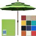 EliteShade USA 10-Year-Non-Fading 9ft 3-Tier Market Patio Umbrella, Commercial Grade Outdoor Table Umbrella with Crank Open, Windproof & UPF 50+ UV Protection, Heavy Duty Ventilation for Garden, Deck, Pool, Backyard, Beach & Bistro, Macaw Green