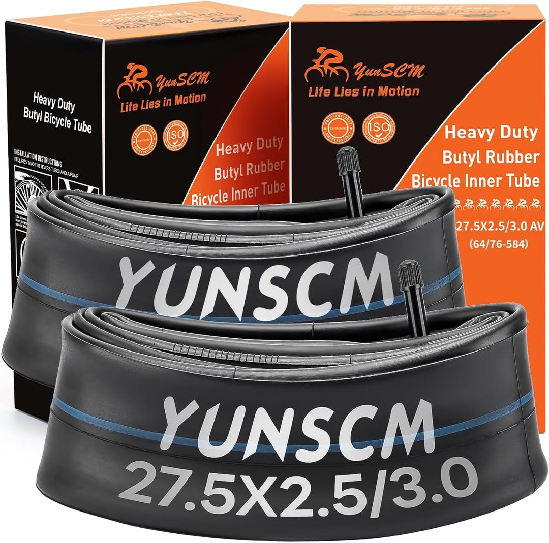 2 PCS 27.5" Heavy Duty Fat Bike Tubes 27.5 x 2.50/3.0 AV32mm Schrader Valve 64/76-584 Inner Tubes 27.5" Bicycle Tubes Compatible with 27.5x2.5 27.5x2.60 27.5x2.80 27.5x3.0 Bike Tire Tubes