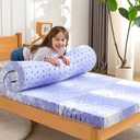 Memory Foam Mattress Topper 3 Inch Twin ZEO-SLEEP Gel Ventilated Design Pressure Relieve Mattress Pad Soft Breathable Bed Topper, CertiPUR-US Certified, Twin Size