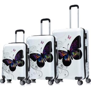InUSA Butterfly Print Luggage with Spinner Wheels | Durable Lightweight Hardside Suitcase | Travel Bag with Handle and Trolley | (20in, 24in, 28in) 3 Piece Set