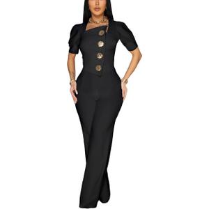 Sexy ladies fashion wide leg elegant club jumpsuit business party jumpsuit (XX-Large)
